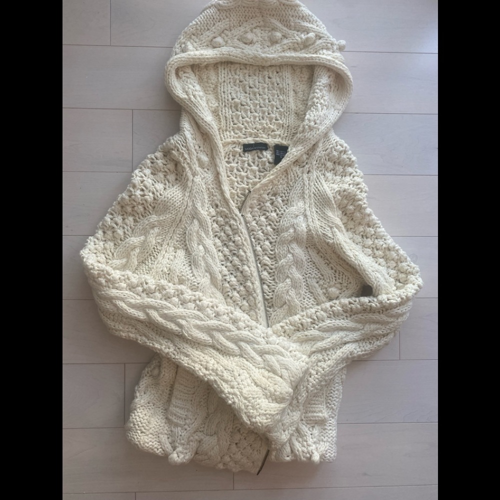 Hooded knitted bomber sweater Size S